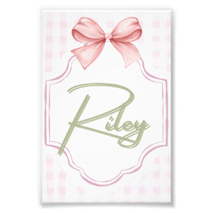 Impression Photo Personnalisé Riley Baby Girl Nursery Bow&En vichy