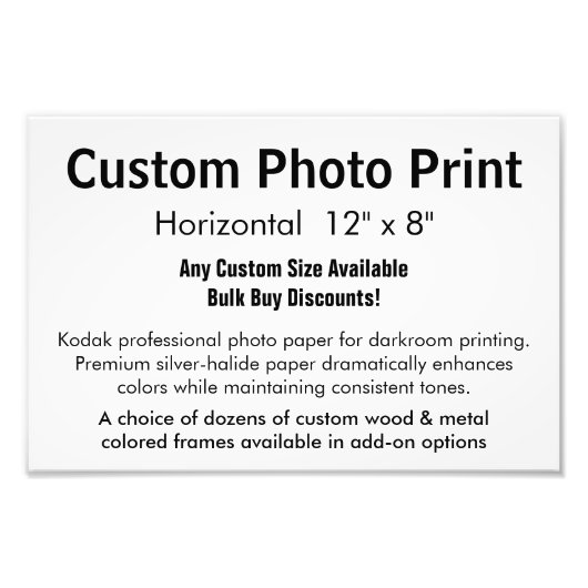 Impression photo personnalisée - Horizontal 12" x  (Devant)