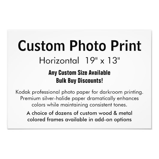Impression photo personnalisée - Horizontal 19" x  (Devant)