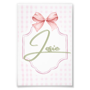 Impression Photo Personnalisée Josie Baby Girl Nursery Bow&En vichy