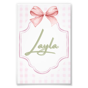 Impression Photo Personnalisée Layla Baby Girl Nursery Bow&En vichy