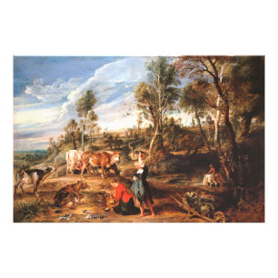 Impression Photo Peter Paul Rubens Milkmaips avec du bétail sur une