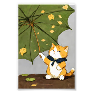 Impression Photo Petit chat mignonne Profitez de l'automne