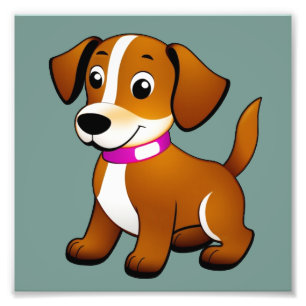 Impression Photo Petit chien brun, debout.