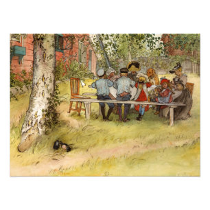 Impression Photo Petit déjeuner sous le Big Birch par Carl Larsson