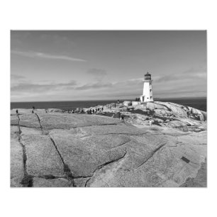 Impression Photo Phare de Peggys Cove en noir et blanc