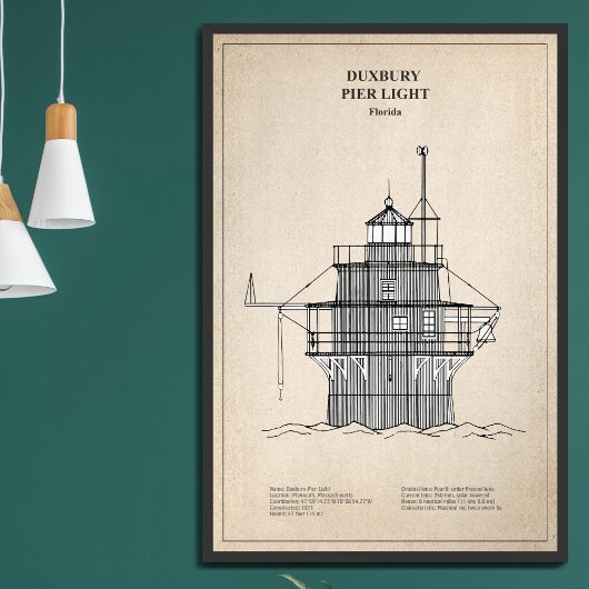 Impression Photo Phare lumineux de Duxbury Pier - Massachusetts - S