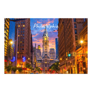 Impression Photo Philadelphie, États-Unis - Hôtel de ville, ciel cr