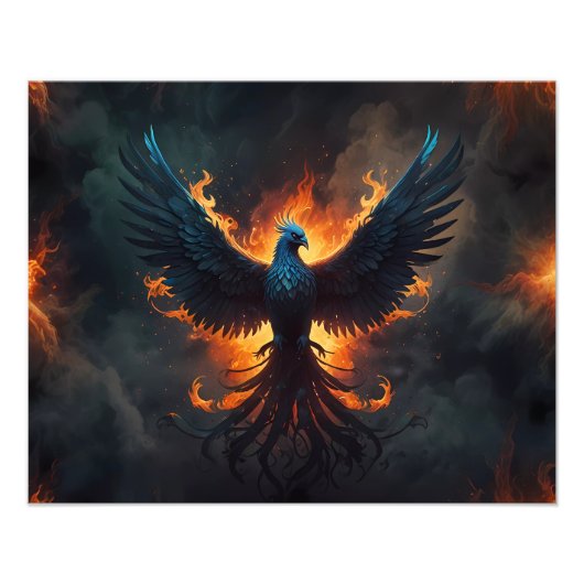 Impression Photo Phoenix Bird Rising avec flammes (Devant)