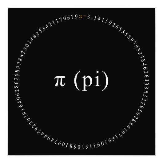 Impression Photo Pi, La Constante Mathématique Irrationnelle (Devant)