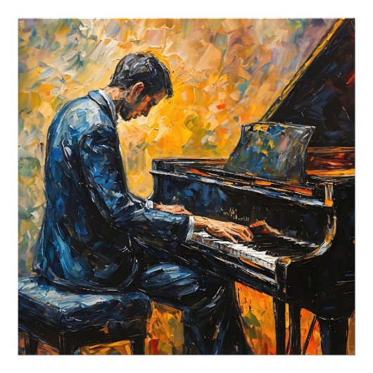 Impression Photo Piano Player - Peinture à l'huile (Devant)