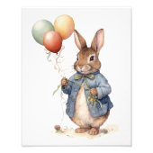 Impression Photo Pierre le lapin veste bleue avec ballons (Devant)