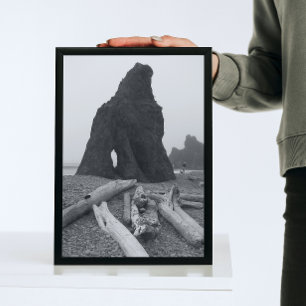 Impression Photo Pierres de la mer côtière noir et blanc