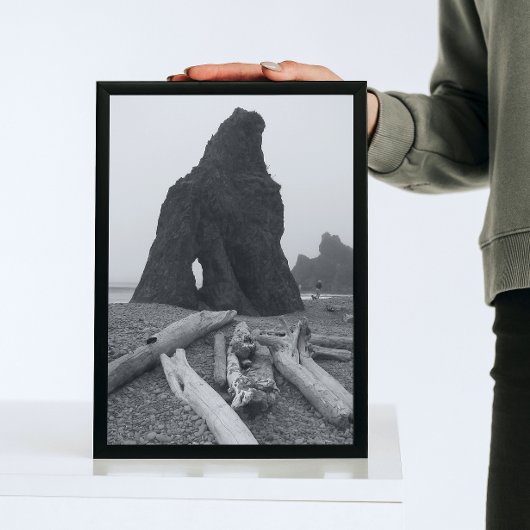 Impression Photo Pierres de la mer côtière noir et blanc