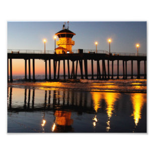 Impression Photo Pilier de Huntington Beach de lever de soleil