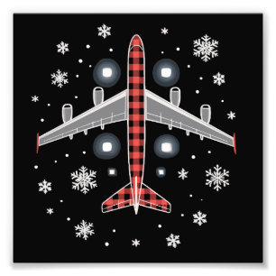 Impression Photo Pilote de Noël à carreaux d'avion