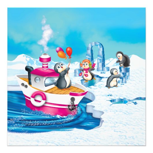 Impression Photo pingouins en Antarctique (Devant)