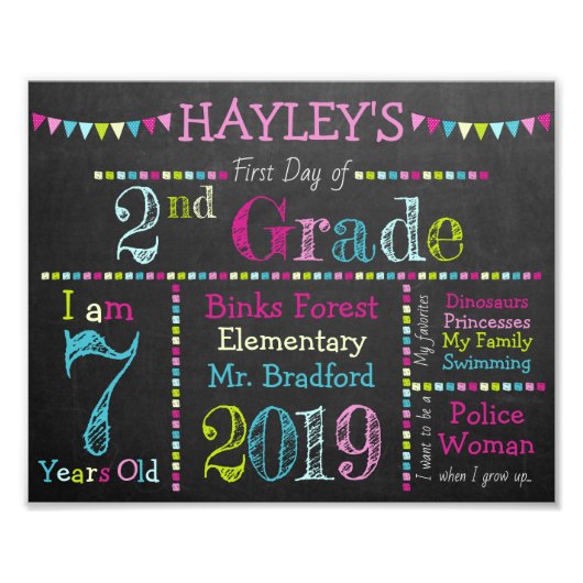 Impression Photo Pink Back to School Chalkboard Sign - Imprimable (Devant)