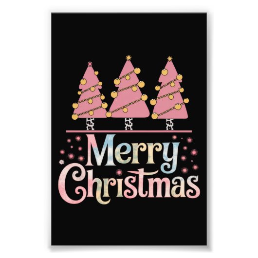 Impression Photo Pink Tree Noël Fête Fille d'hiver (Devant)