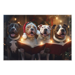 Impression Photo Pitbull Terriers Noël Fête du Carolage