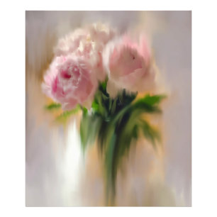 Impression Photo Pivoines roses rêveuses dans un vase blanc