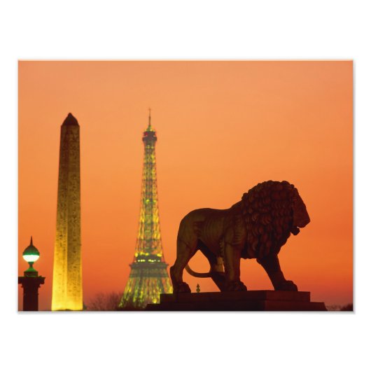Impression Photo Place de la Concorde ; Tour Eiffel ; Obélisque ; (Devant)