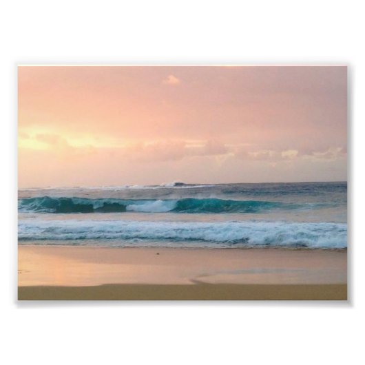 Impression Photo Plage au coucher du soleil avec océan (Devant)
