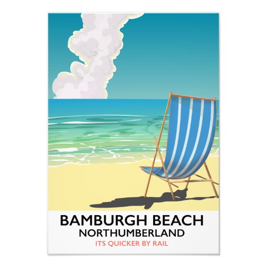 Impression Photo Plage de Bamburgh Northumberland affiche de train (Devant)