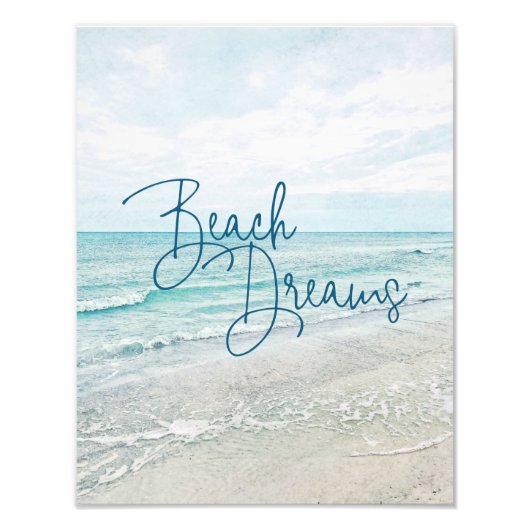 Impression Photo Plage Dreams Citation Inspiration Rétro Ocean Wave (Devant)