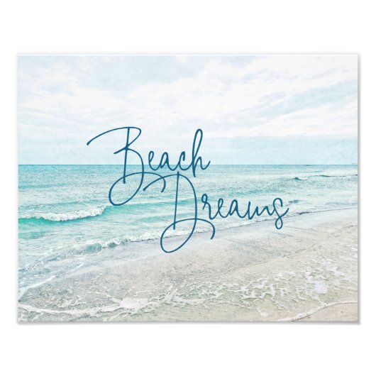 Impression Photo Plage Dreams Citation Inspiration Rétro Ocean Wave (Devant)