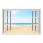 Impression Photo Plage Fake Window Accueil Bureau Décor (Devant)