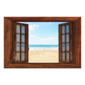 Impression Photo Plage Fake Window Accueil Bureau Décor (Devant)