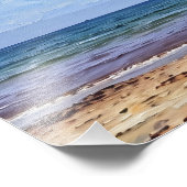 Impression Photo Plage paisible avec ciel bleu clair et vagues (Coin)