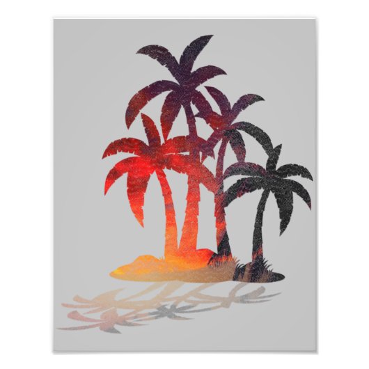 Impression Photo Plage Palm Trees Coucher de soleil Imprimer (Devant)