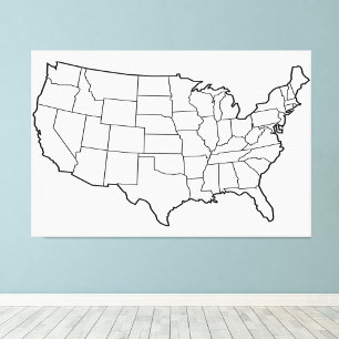 Impression Photo Plan américain - Blanc Outline États-Unis 60x40 po
