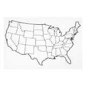 Impression Photo Plan américain - Blanc Outline États-Unis 60x40 po (Devant)