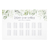 Impression Photo Plan d'assise mariage vert du feuillage d'aquarell (Devant)