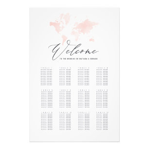 Impression Photo Plan de sièges mariage de l'aquarelle rose