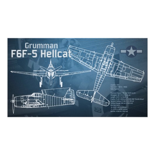 Impression Photo Plan directeur Grumman F6F Hellcat (Devant)