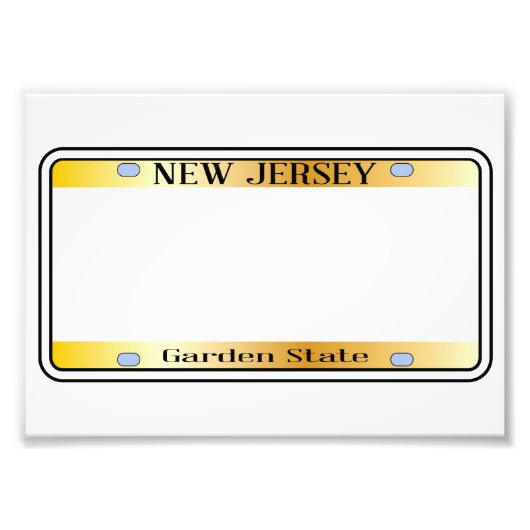 Impression Photo Plaque de licence d'état du New Jersey vide (Devant)