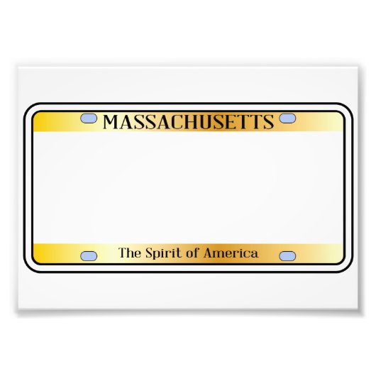 Impression Photo Plaque de licence du Massachusetts vierge (Devant)