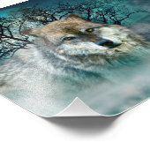 Impression Photo Pleine lune du loup dans le brouillard (Coin)