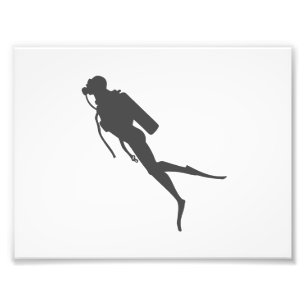 Impression Photo Plongeur de scuba en silhouette noire
