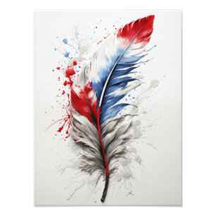 Impression Photo Plumes - Rouge, blanc et bleu