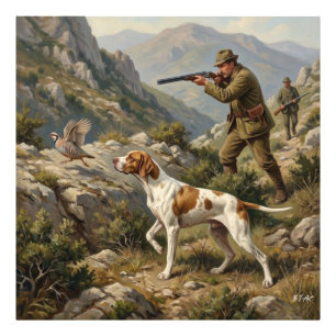Impression Photo Pointeur Anglais, chasse à la perdrix