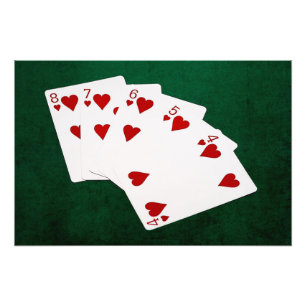 Impression Photo Poker Hands - Flush droit - Coeur