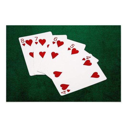 Impression Photo Poker Hands - Flush droit - Coeur (Devant)