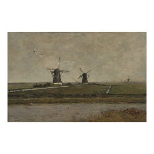 Impression Photo Polder avec moulins près d'Overschie