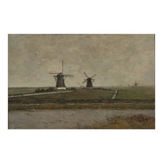 Impression Photo Polder avec moulins près d'Overschie (Devant)
