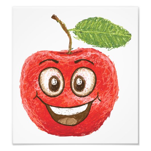 Impression Photo pomme rouge fruit heureux (Devant)